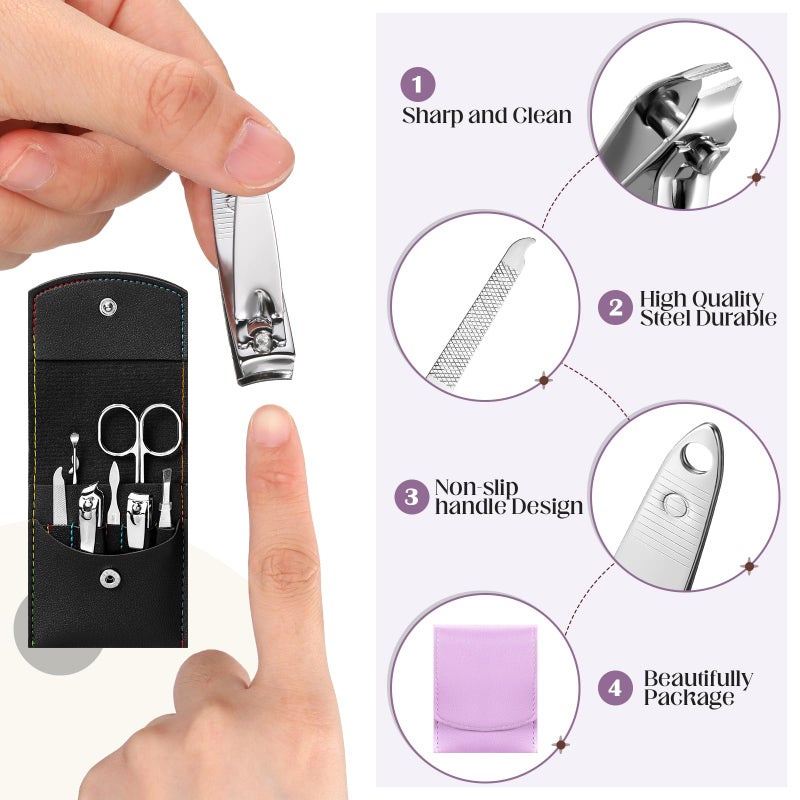 Leriton 60 Sets Travel Manicure Set Professional Nail Set 7 in 1 Stainless Steel Manicure Kit Grooming Kits Nail Care Tools with Care Tools Beauty Scissors Tweezers Gifts(Vintage Color) - Image 3